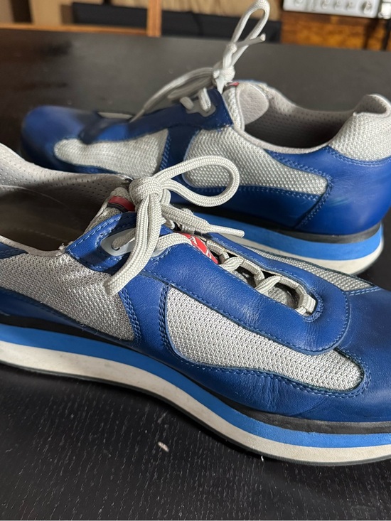 PRADA Blue Gray White Leather Mesh Low Top Lace Up Athletic Sneakers. Sz9.5 main image 14